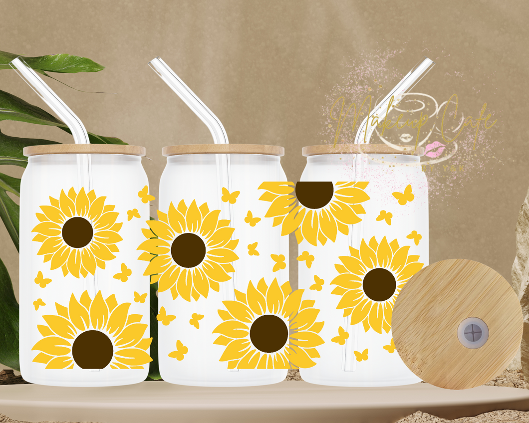 UV DTF Cup Wrap 16oz Sunflower/Butterfly