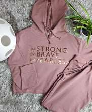 Load image into Gallery viewer, BE Casual Crop Hoodie Sweatshirt and pants set  (Mauve color)
