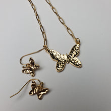 Load image into Gallery viewer, LAYERED RHINESTONE BUTTERFLY PENDANT NECKLACE EARRING SET

