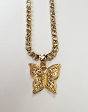 Load image into Gallery viewer, RHINESTONE BUTTERFLY PENDANT NECKLACE EARRING SET
