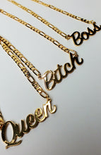 Load image into Gallery viewer, LINK CHAIN QUEEN INITIAL MESSAGE METAL NECKLACE EARRING SET
