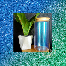 Load image into Gallery viewer, Libbey 16oz Glitter Sublimation Iridescent cup with bamboo lid and straw

