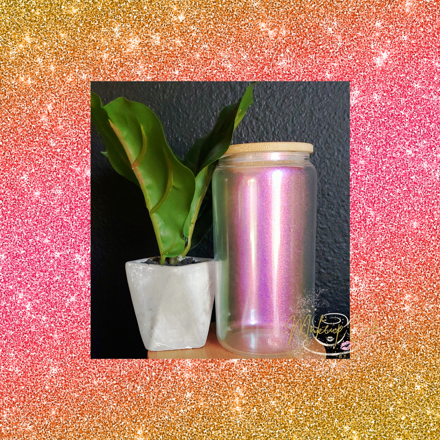 16oz IRIDESCENT SUBLIMATION CAN SHAPED GLASS CUPS - BAMBOO LIDS AND GL –  Glitter Baum