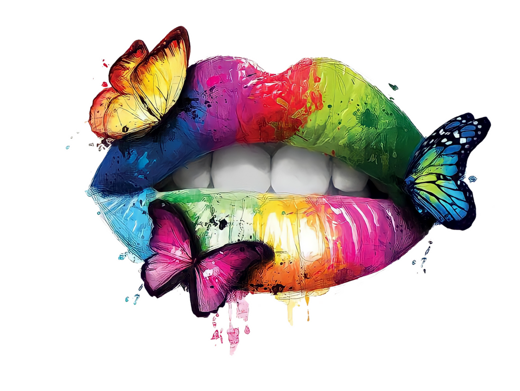 DTF Transfer Rainbow Butterflies Lips